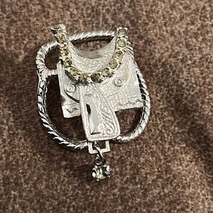 Vintage Western Americana Saddle Motif Neckerchief Slide
